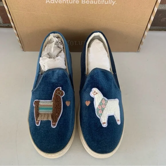 Blue Velvet Slip-On Shoes - Picture 3 of 5